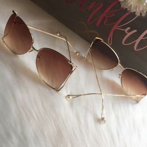 2 for $30 Brown Ombré Oversized Pearl Sunglasses
